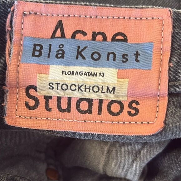 Acne Studios Blå Konst Mid Rise Straight Leg Reworked One of a Kind Denim Jeans - Picture 6 of 7